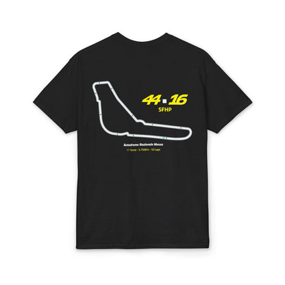 Monza Circuit Racing T-Shirt | 16 44 Fan Tee | Black Motorsport Graphic Shirt