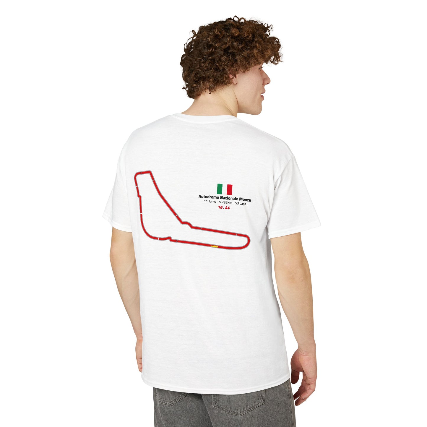 Monza Circuit Racing - 16 . 44 Fan Tee - White Graphic T-Shirt