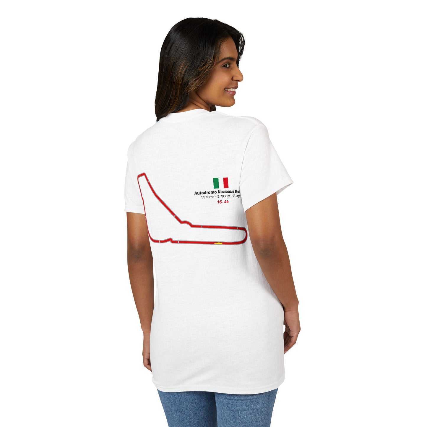 Monza Circuit Racing - 16 . 44 Fan Tee - White Graphic T-Shirt