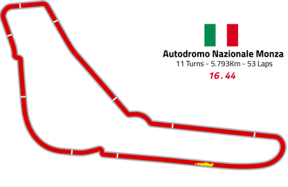 Monza Circuit Racing - 16 . 44 Fan Tee - White Graphic T-Shirt