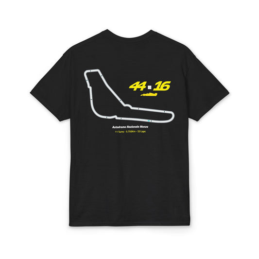 Monza Circuit Racing - 16 . 44 Fan Tee - Black Graphic T-Shirt