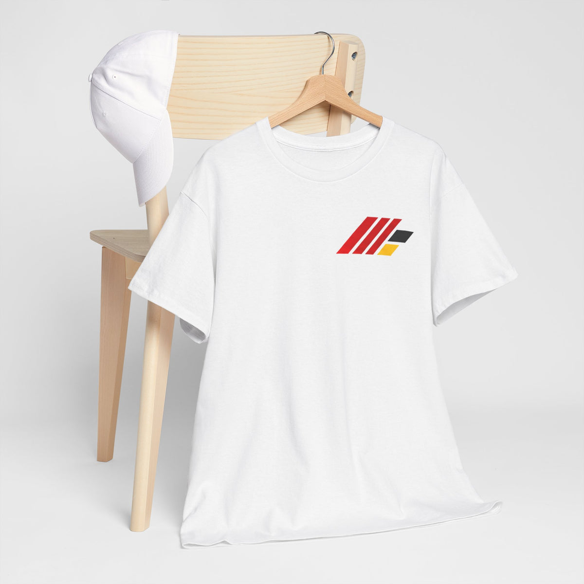 Abstract Pixel Stripe Tee | Red Black Geometric Grid Back