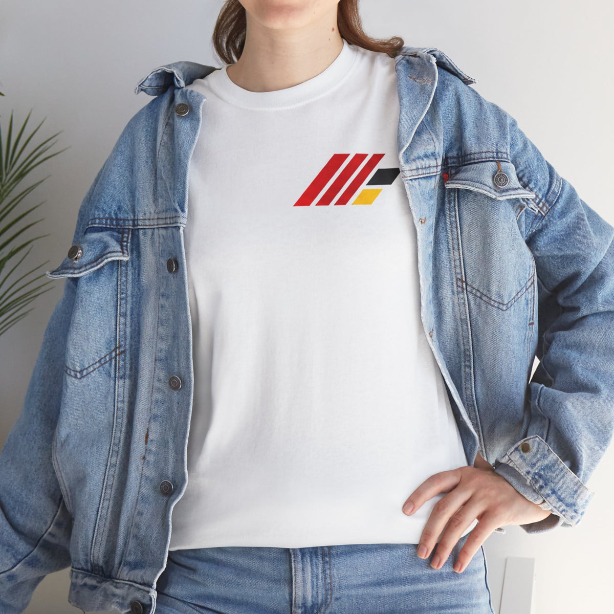 Abstract Pixel Stripe Tee | Red Black Geometric Grid Back